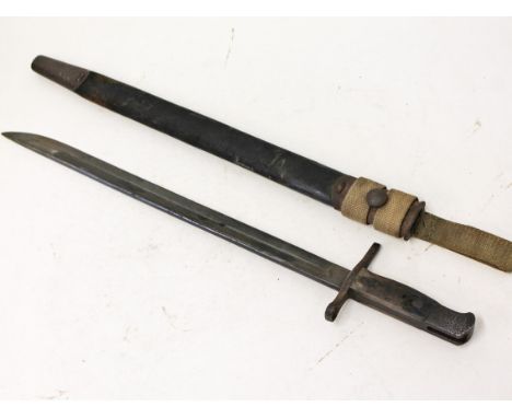 A Japanese WWII bayonet and scabbard, length 55cm. Condition - used.