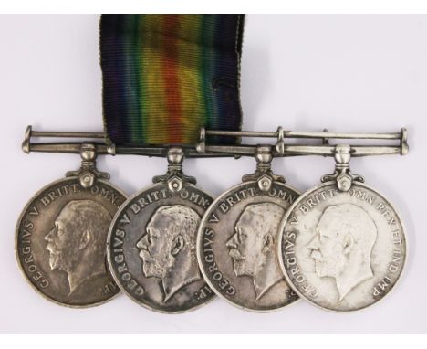 A mixed group of four WWI 1914-1918 British War medals comprising: 24012 PTE . M. KETTLE. L.N.L.A.N.R, 24837 PTE. W. HESKETH.
