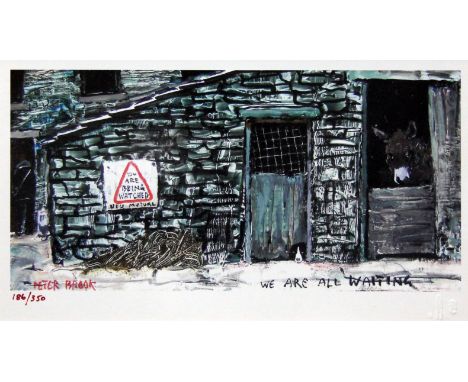 Peter Brook, We Are All Waiting, limited edition colour print 186/350, 25cm x 14cm, stamped, framed and glazed.