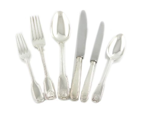 A collection of Fiddle, Thread and Shell pattern flatware, various dates and makers, the terminal initialled 'S', comprising: