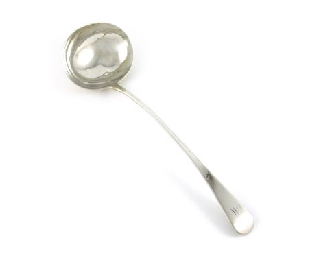 A George III silver Old English pattern soup ladle, by Solomon Hougham, London 1808, oval bowl, the terminal with an initial,