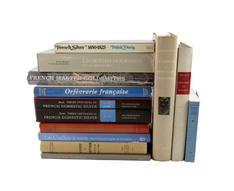 A collection of silver reference books on French silver, including: Three centuries of French Domestic Silver, Vol. I and II,