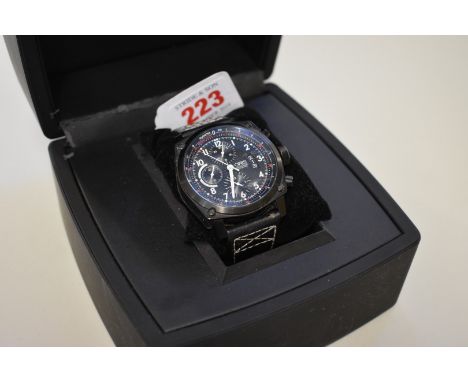 An Oris BC4 black PVD automatic chronograph wristwatch, 45mm, ref: 674, with skeleton back, with box and some papers. 