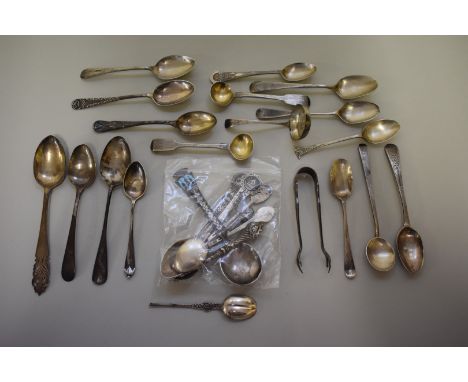 A small quantity of silver cutlery, to include a Danish .925 silver and enamel souvenir spoon, 275g weighable. 