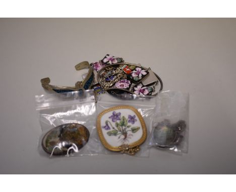 A .800 silver and enamel charm bracelet;&nbsp;together with various silver and other metal mounted jewellery. 