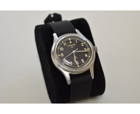 A rare circa 1967 Hamilton RAF Pilots Mk VI manual wind wristwatch, 36mm, ref 6B/9614045 H-67, cal: S75 S, the case back numb