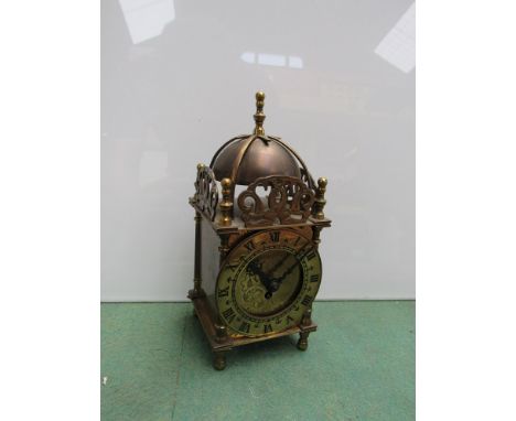 A Smith's brass lantern clock of small proportions, 18cm high