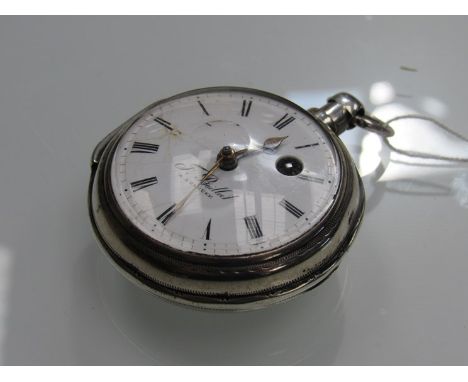 A late 18th Century French silver open faced pocket watch with Roman enamel dial a/f, signed J. Boillal, Soleure, with verge 