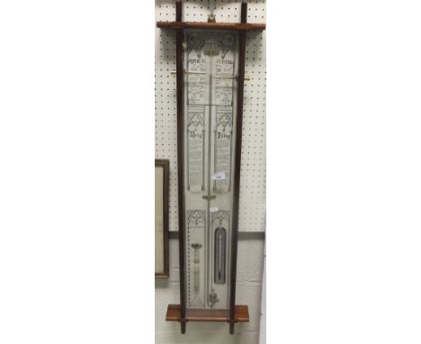 A 20th Century copy of an Admiral Fitzroy mercury barometer / thermometer with atmosphere gauge, housed in a mahogany case