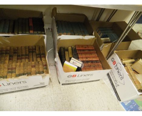 Six boxes of books to include HANDLEY CROSS or "Mr. Jorrock's Hunt", illustrated by John Leech, published Bradbury, Agnew & C