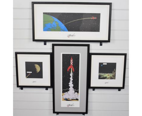 Four Herge (Georges Remi) centenary 'One Life One Work' 07-007 limited edition lithograph prints depicting scenes from The Ad