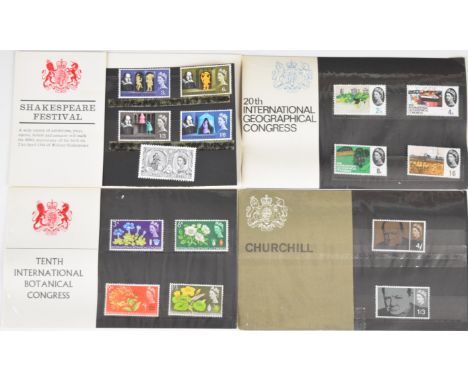 Four early GB presentation packs including Shakespeare, Churchill, Geographical and Botanical Congress