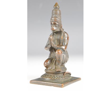 Bronze figure of Hanuman the Hindu monkey deity, H14cm
