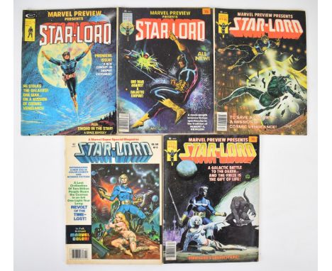 Five Marvel Preview Star-Lord comic books to include issue #4 (1976) first appearance.