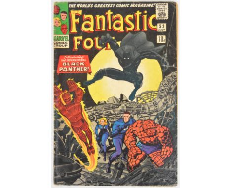 Fantastic Four #52 by Marvel Comics (1966), first appearance of Black Panther, Jack Kirby cover art.