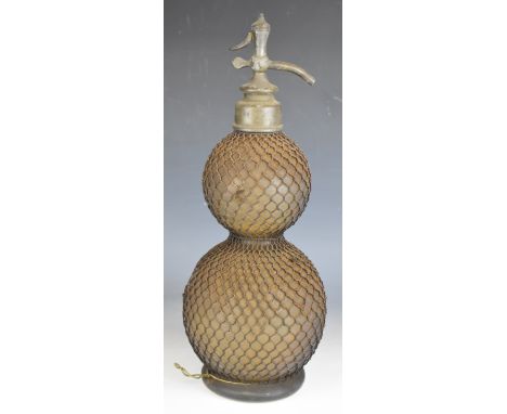 Vintage double gourd shaped soda bottle by 'Veritable Seltzogene D. Fevre, Paris', H46cm