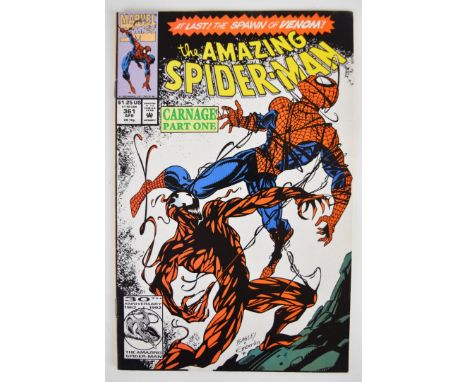 The Amazing Spider-Man #361 by Marvel Comics (1992), first full appearance of Carnage (Cletus Kasady).