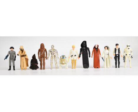 Twelve Star Wars action figures by Kenner 'The First 12' comprising Luke Skywalker, Darth Vader, Han Solo, Chewbacca, Imperia