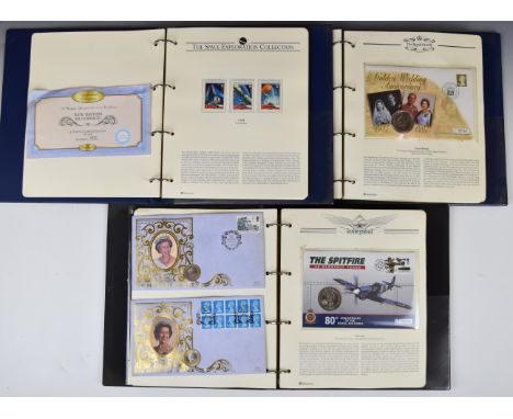 Various philatelic numismatic covers and first day covers etc, in three albums
