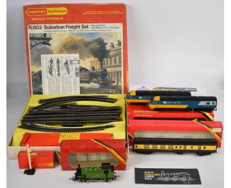 Hornby 00 gauge model railway Suburban Freight Set R503 together with a BR Class 253 High Speed Train, LNER J83 Class R252 an