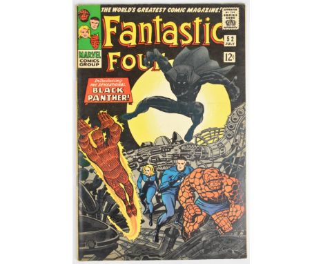 Fantastic Four #52 by Marvel Comics (1966), first appearance of Black Panther, Jack Kirby cover art.