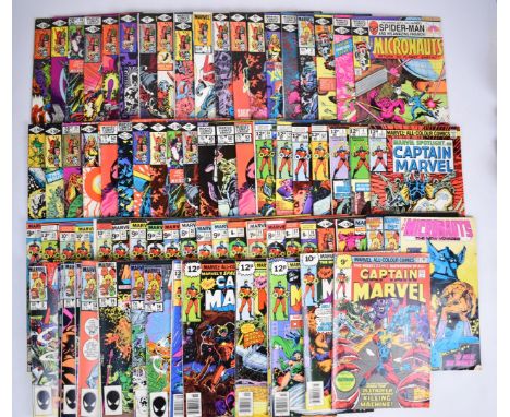 Eighty-one Bronze Age Marvel comics comprising Captain Marvel and The Micronaughts.