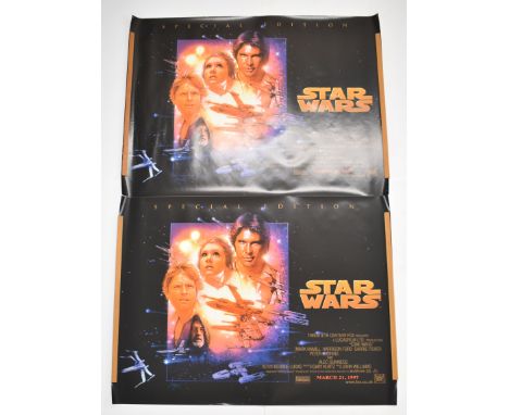 Two Star Wars: Episode IV - A New Hope (1977) British quad film posters, 1997 re-release, starring Mark Hamill, Harrison Ford
