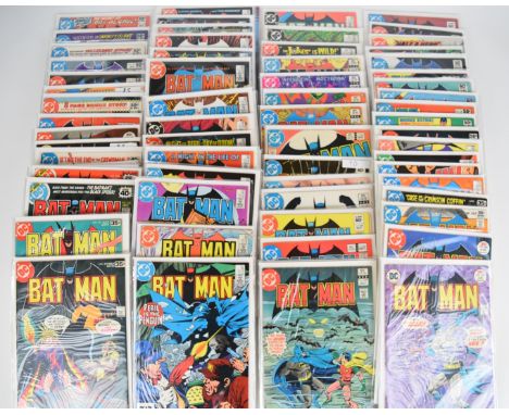 Eighty-eight Bronze age Batman comics by DC comprising a largely unbroken run of #326-400 and some earlier issues. All bagged