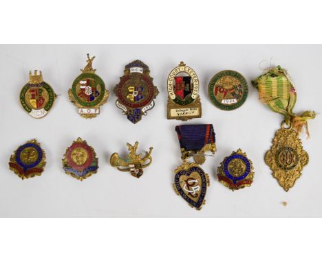 Enamel badges to include Ancient Order of Foresters, Friendly Society Medical Alliance, Independent Order of Oddfellows Manch