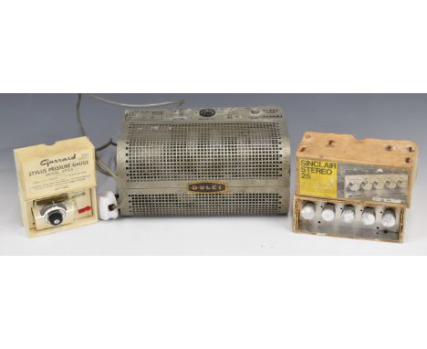 Dulci DPA 15 vintage valve amplifier, boxed Sinclair Stereo 25 and a boxed Garrard SPG3 stylus pressure gauge