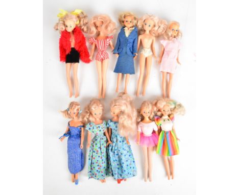 Ten Model Toys Mary Quant Daisy Dolls in original vintage clothing.