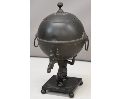 19th / 20thC figural brass / bronze samovar, H47cm