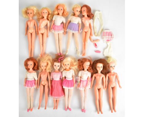 Twelve Pedigree Sindy and Debenhams Sindy clone fashion dolls comprising six of each type, together with a collection of vint