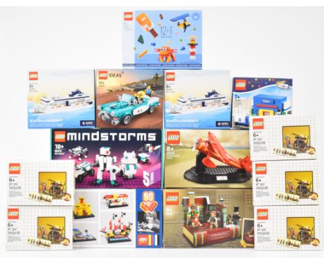 Fourteen Lego website exclusive and similar mini-kits or sets to include Mindstorms 40413, Charles Dickens Tribute 40410, Sys