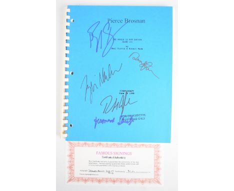 James Bond 007: The World is Not Enough first draft script (June 18 1998) bearing five autographs or signatures to front cove