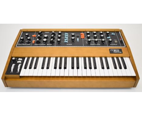 Mini Moog Model D Analog Synthesizer with 44 keys, serial no. 1334, item appears new and unused in original box with user man