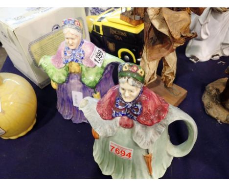 Two H. J. Wood, England old maid teapots. Not available for in-house P&amp;P
