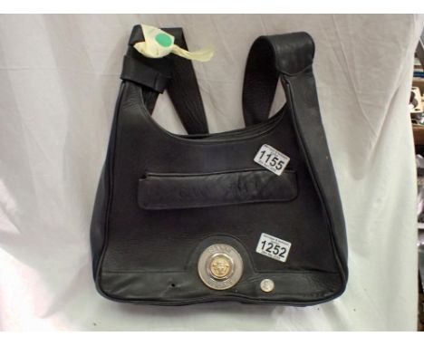Gianni Versace leather handbag, bottom left stud missing. UK P&amp;P Group 2 (£20+VAT for the first lot and £4+VAT for subseq