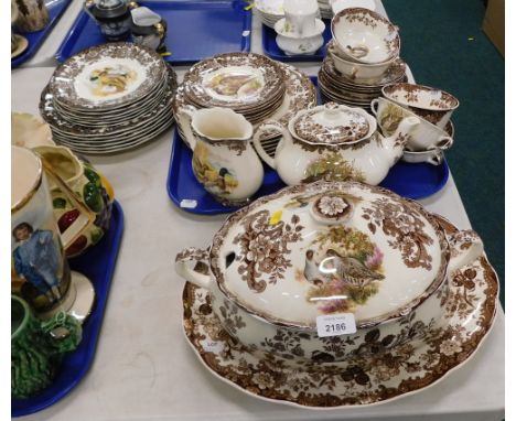 A Royal Worcester Palissy Game series dinner service, comprising teapot, two handled cups, saucers, side plates, tureen and o