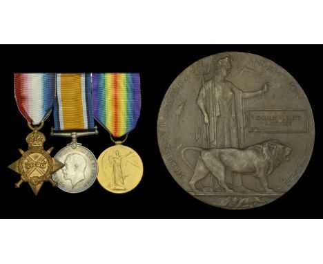 The Great War group of three awarded to Captain C. B. Partridge, Royal Marine Light Infantry, who was killed in action in H.M