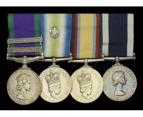 The fine South Atlantic campaign group of four awarded to Sergeant J. D. Hill, Royal Marines, who served in the Medical Squad