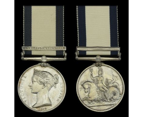 The Naval General Service medal awarded to Surgeon Thomas Gray, for his services as Assistant Surgeon at the defence of the i