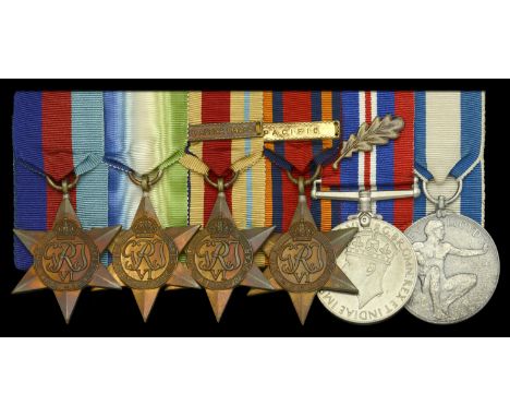 The emotive Second War King’s Commendation and Lloyd’s Medal for Bravery group of six awarded to Chief Officer F. B. Brown, M
