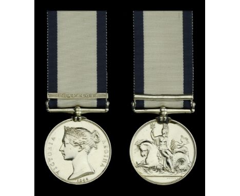 The Naval General Service medal awarded to Rear-Admiral F. J. Thomas, Royal Navy, for his services as acting Lieutenant on bo