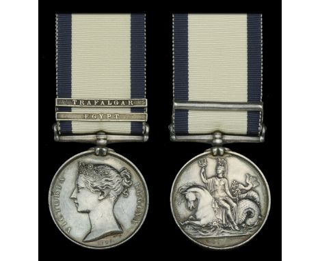 The Naval General Service medal awarded to Samuel Green for his services as a Private Royal Marines on board the Ajax at Egyp