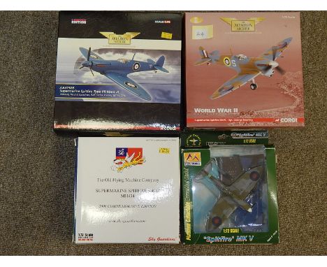 CORGI BOXED AA31928 SPITFIRE PR1B, SPITFIRE MKVC, SKY GUARDIANS MH434 MK XI, EASY MODEL SPITFIRE MK V