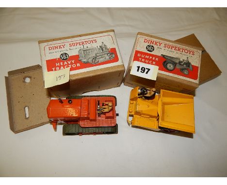 DINKY TOY BOXED IN VGC 563 HEAVY TRACTOR ORANGE, 562 DUMP TRUCK YELLOW BOXED WITH BOX INNERS