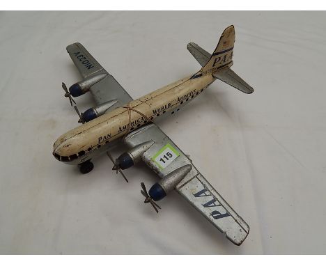 TIN PLATE WEST GERMAN PAN AMERICAN 23V CLIPPER MODEL AIRCRAFT 4 ENGINED N 1023V. U/B