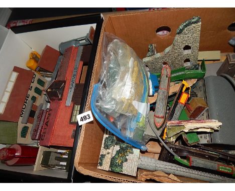 LARGE QTY. OF MODEL RAILWAY SCENERY BUILDINGS ACCESSORIES TRACK ETC
