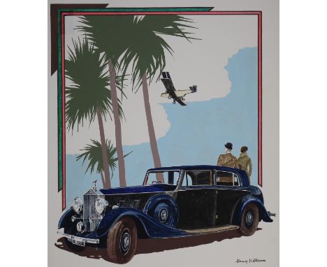 Barry Wilkinson (British, B. 1923) "Jersey -- Rolls-Royce Phantom III" Signed lower right. Original Watercolor paiting on Ill